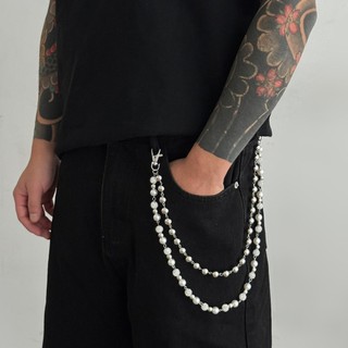 Dây Xích Quần MKYCO, Móc Khóa Đính Hạt Kim Cương Giả Two-Tone, Phong Cách Hip Hop, Quà Tặng Nam