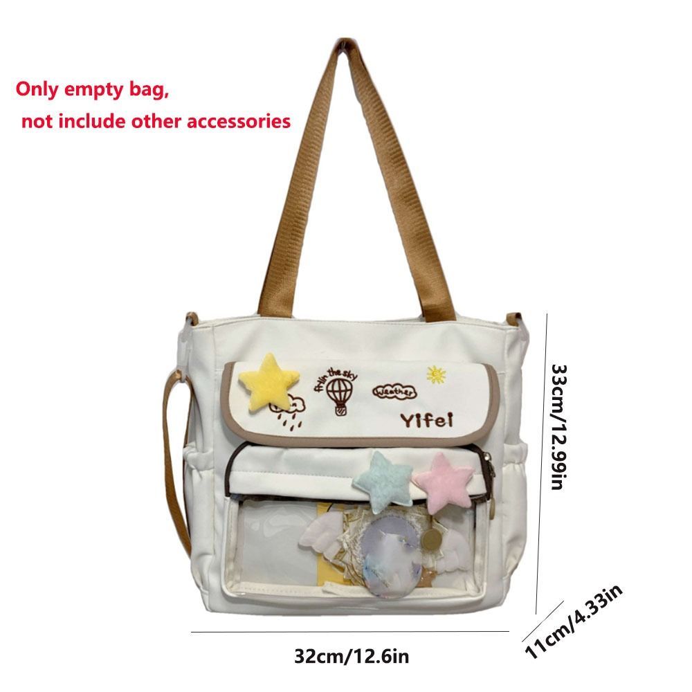 Túi đeo chéo sinh viên LACYES, Túi đeo vai Ita dung tích lớn ngọt ngào, Phim hoạt hình Kawaii Harajuku Phong cách Preppy Túi đeo vai nữ sử dụng
