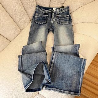 Quần jeans ống loe nữ cạp thấp 2025 hè mới phong cách Mỹ retro giặt nước slim nhỏ con Closet Diary