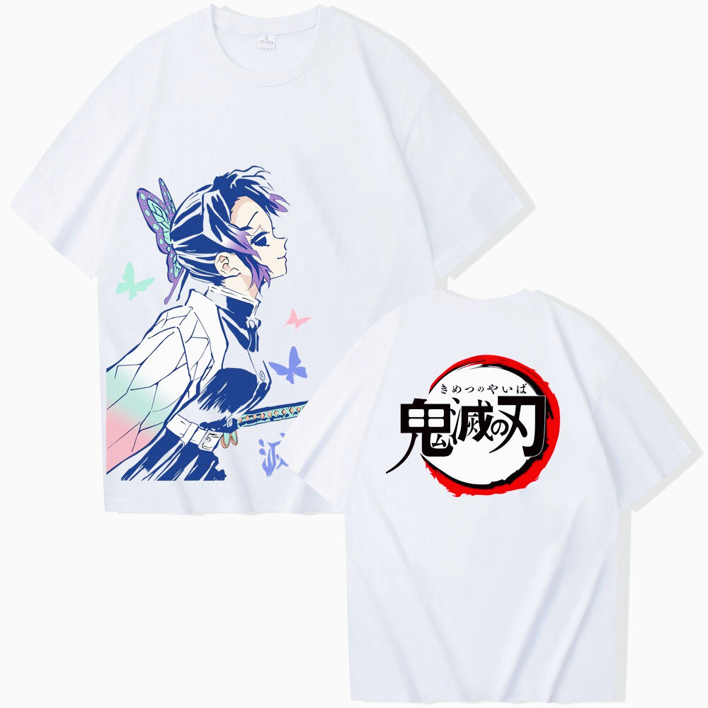 Áo thun cổ tròn Oversize hình Shinobu Kochou, 100% cotton, phù hợp nam nữ