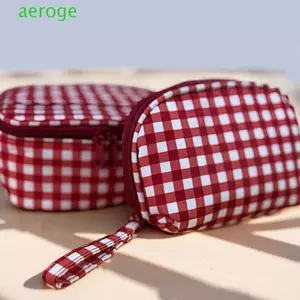 Túi trang điểm kẻ sọc đỏ AEROGEM, Túi đựng mỹ phẩm Nylon đa chức năng bằng vải Oxford, Túi đựng đồ vệ sinh chống nước dung tích lớn thời trang Unisex