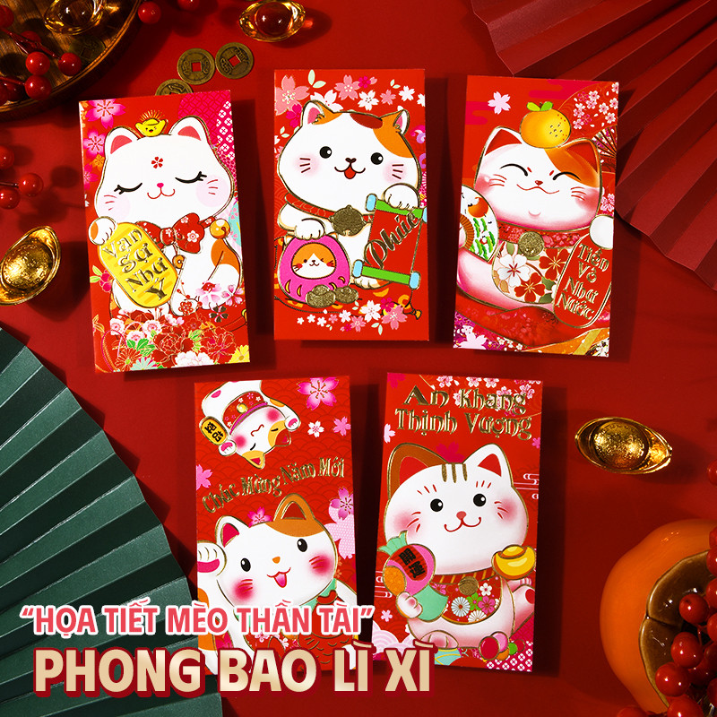 Bao lì xì bê tráp cưới dễ thương - Combo 36 cái size lớn, thiết kế sang trọng, tươi sáng dùng cho cưới hỏi và Tết 2026