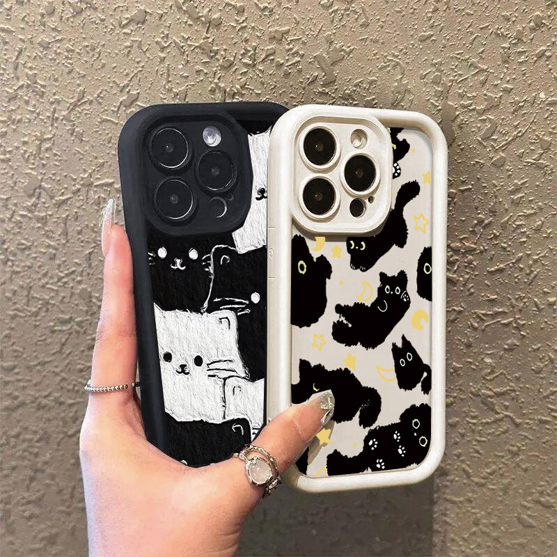 Ốp Điện Thoại Cho Google Pixel 10 9 8 7 Pro 5G Pixel 7A 8A 9 Pro XL Cover Đen Trắng Mèo Họa Tiết Hoạt Hình Máy Ảnh Mềm Bảo Vệ Động Vật Chống Sốc Silicon Mờ
