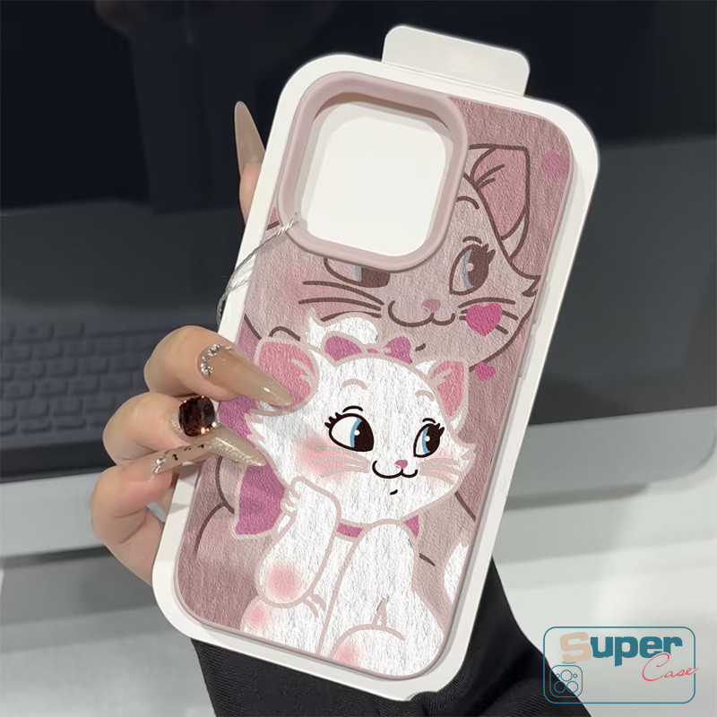 Ốp Lưng Tương Thích Cho IPhone 13 15 16 11 17 14 12 Pro Max XR 15 14 17 16 13 Pro 16 14 15 Plus X XS Max Thời Trang Sáng Tạo Cặp Đôi Mèo Dễ Thương Hoa Marie Họa Tiết Da Da Cảm Giác Bao