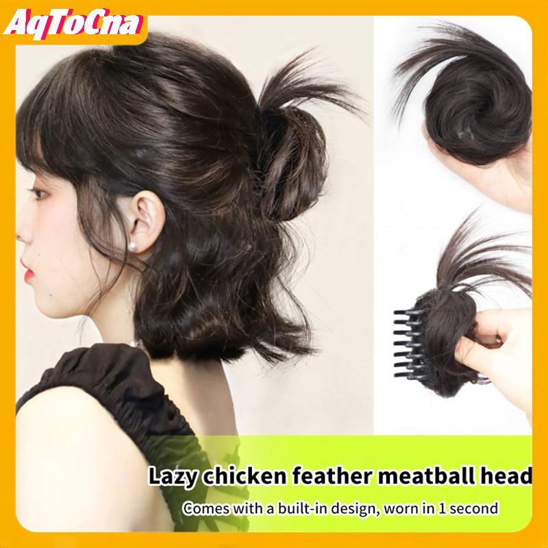 AqToCna Tổng Hợp Tóc Bun Xoăn Tóc Giả Gước Kẹp Thịt Viên Co Giãn Đuôi Ngựa Phần Mở Rộng Tóc Scrunchy Giả Miếng Cho Nữ AqToCna