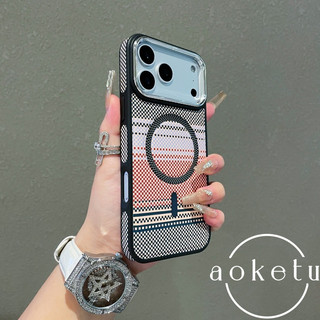 Miếng dán da họa tiết lưới thích hợp cho vỏ điện thoại iPhone 17 Pro, Apple 16 Promax niche 15 da toàn cạnh 14 vỏ bảo vệ từ tính 13 vỏ bảo vệ chống rơi 12 vỏ bảo vệ