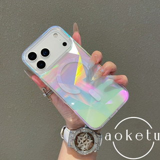 Thích hợp cho Ốp điện thoại mạ màu Apple 17 Pro Max, Lingge iPhone 16 Promax Creative Laser 15 / 14p Đèn từ tính sang trọng 11 Vỏ bảo vệ chống rơi