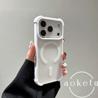 Túi khí bốn góc chống rơi thích hợp cho vỏ điện thoại từ tính Apple 17pro, cảm giác cao cấp iPhone 16 mới, cạnh chống va chạm 15 mờ 14pm, lỗ lớn, 13 vỏ bảo vệ
