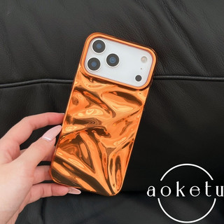 Gợn nước nhăn màu cam mạ điện thích hợp cho vỏ điện thoại Apple 17promax 17air iPhone mới 16promax / 15 / 14 / 13 / 12 / 11 silicone bao gồm tất cả vỏ mềm chống rơi