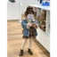 Áo khoác lông cừu trẻ em mùa thu đông màu xám lông thỏ lót áo khoác Denim 90-140 Size 6MDJ