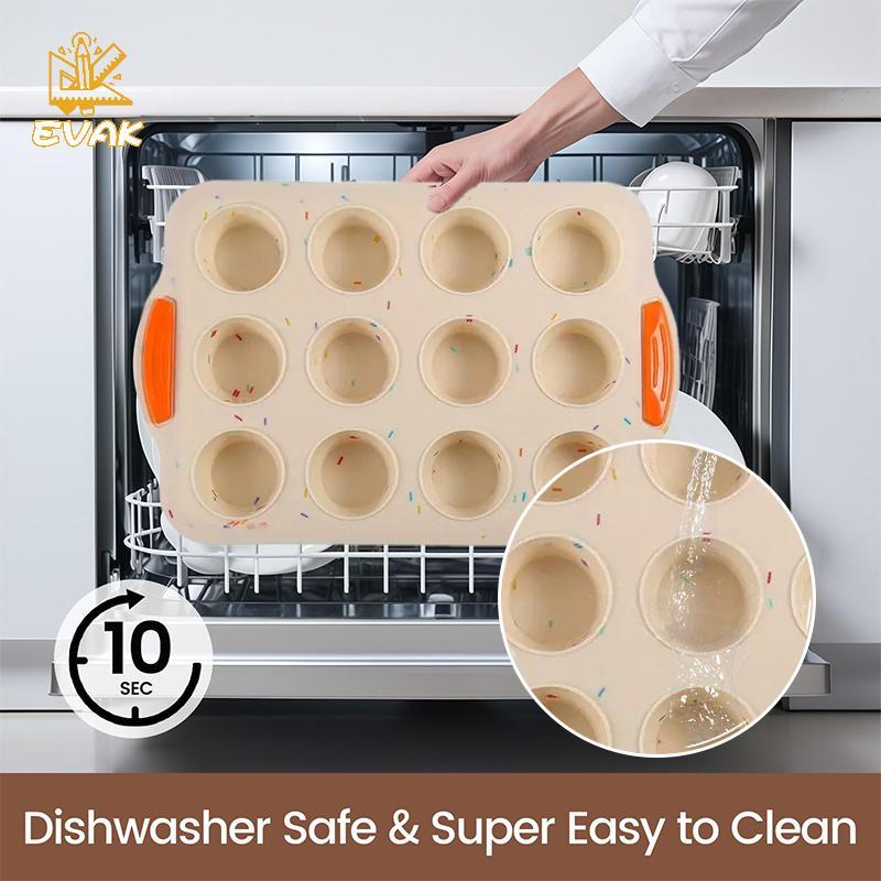 Alittlesetrtu Silicone Muffin Chảo 12 Cốc, Khuôn Bánh Cupcake Chống Dính Tròn Có Tay Cầm, Khay Nướng Bánh Muffin, Bánh VN