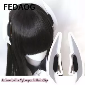 FEDAOG Kẹp Tóc Cyberpunk với Thiết Kế Quỷ Mũ, Phong Cách Goth Futuristic, Perfect cho Halloween và Cosplay