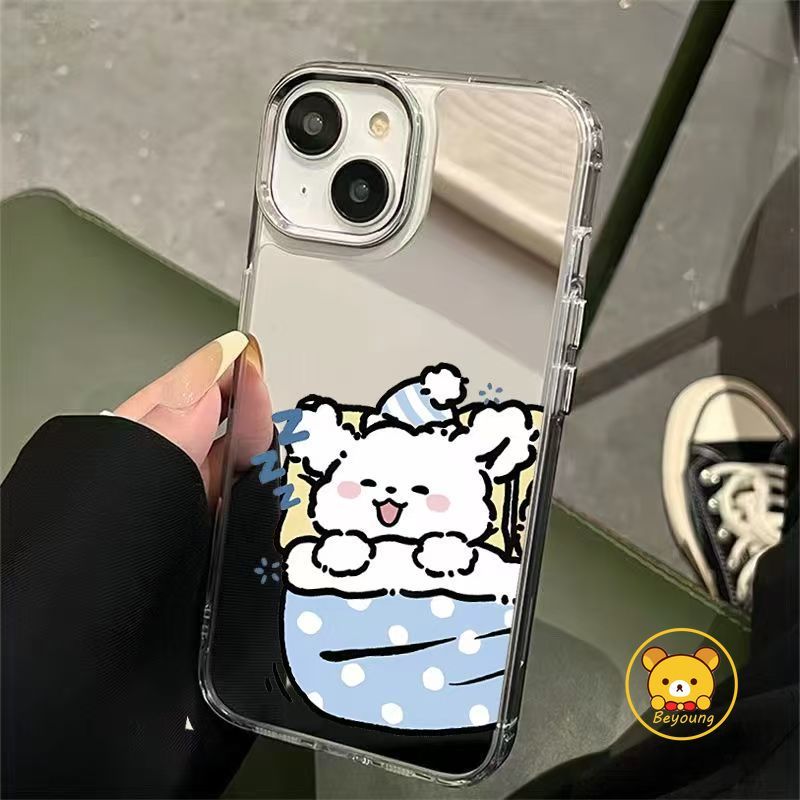 Ốp Điện Thoại Hoạt Hình Chó Con Cho OPPO Reno 15F 15 Pro Max Mini 15C 14F 14 13F 13 12F 11 11F 10 9 Pro 5G 4G Vỏ Gương Cặp Đôi Dễ Thương