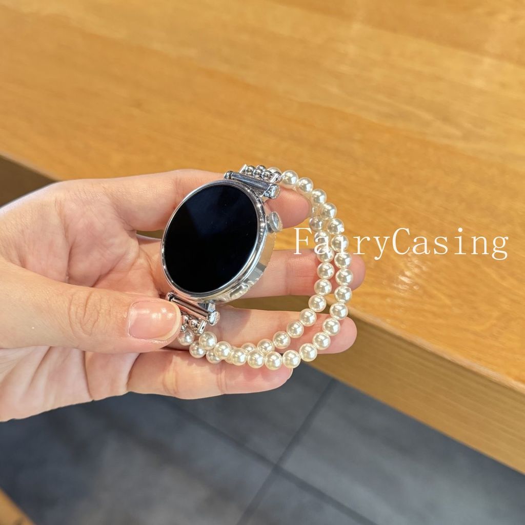 Dây đeo đồng hồ ngọc trai trắng 18 / 20 / 22mm cho Samsung Galaxy Watch 8 7 6 5 4 Classic Huawei GT 5 4 3 Pro Dây đeo đàn hồi