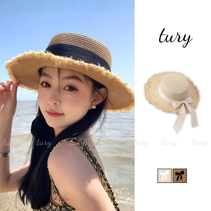 Nón Cói Nữ - Tury - Nón Cói Form Đứng Viền Tua Rua Phối Nơ - NC038