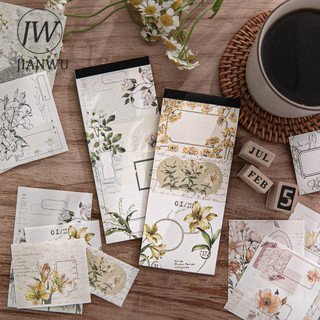 JIANWU Floral Chromatography Series Vintage Plant Hoa Phong Cảnh Chất Liệu Ghép Memo Pad Sáng Tạo Rác Tạp Chí Văn Phòng Phẩm