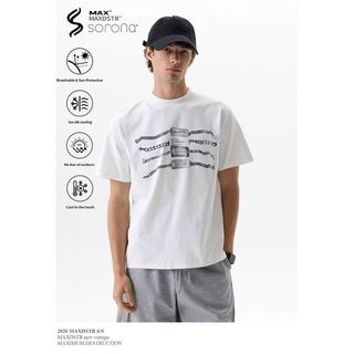 Áo thun cotton hạng nặng phong cách đường phố Mỹ