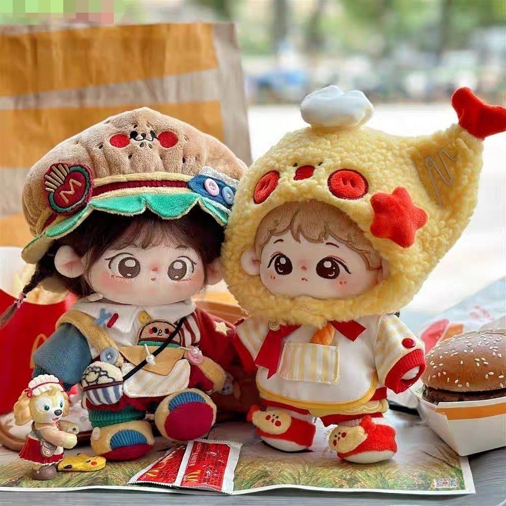 Cửa hàng thức ăn nhanh làm bánh 20cm Búp bê bông Burger Quần áo trẻ em 40cm Búp bê bông Burger Quần áo trẻ em