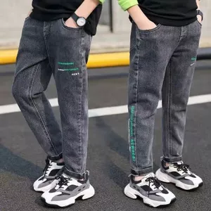 Bé Trai Co Giãn Quần Jean Xuân Thu Co Giãn Trẻ Em Denim Quần Dài Phong Cách Mới Nam Vừa Lớn Trẻ Em Đẹp Trai Quần Hợp Thời Trang