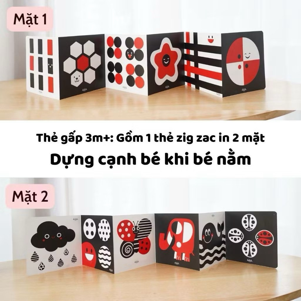 Thẻ Kích Thích Thị Giác Cho Bé In 2 Mặt DouDou (0 - 12M+) A24 Hỗ Trợ Bé Nhận Biết Màu Sắc