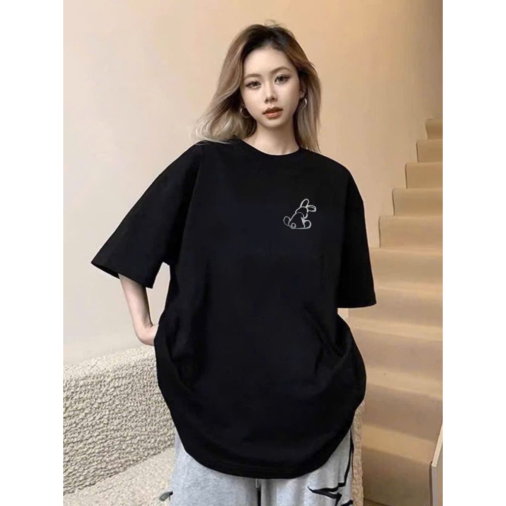 Áo phông basic dáng rộng tay lỡ, thời trang và thoải mái - lựa chọn hoàn hảo -hình con thỏ -thoitrangqa