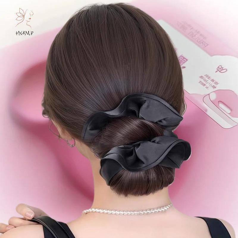 Kẹp Tóc Bun Đầu Tự Nhiên với Lông Nâu - Phụ Kiện Tóc Giả Chất Lượng Cao