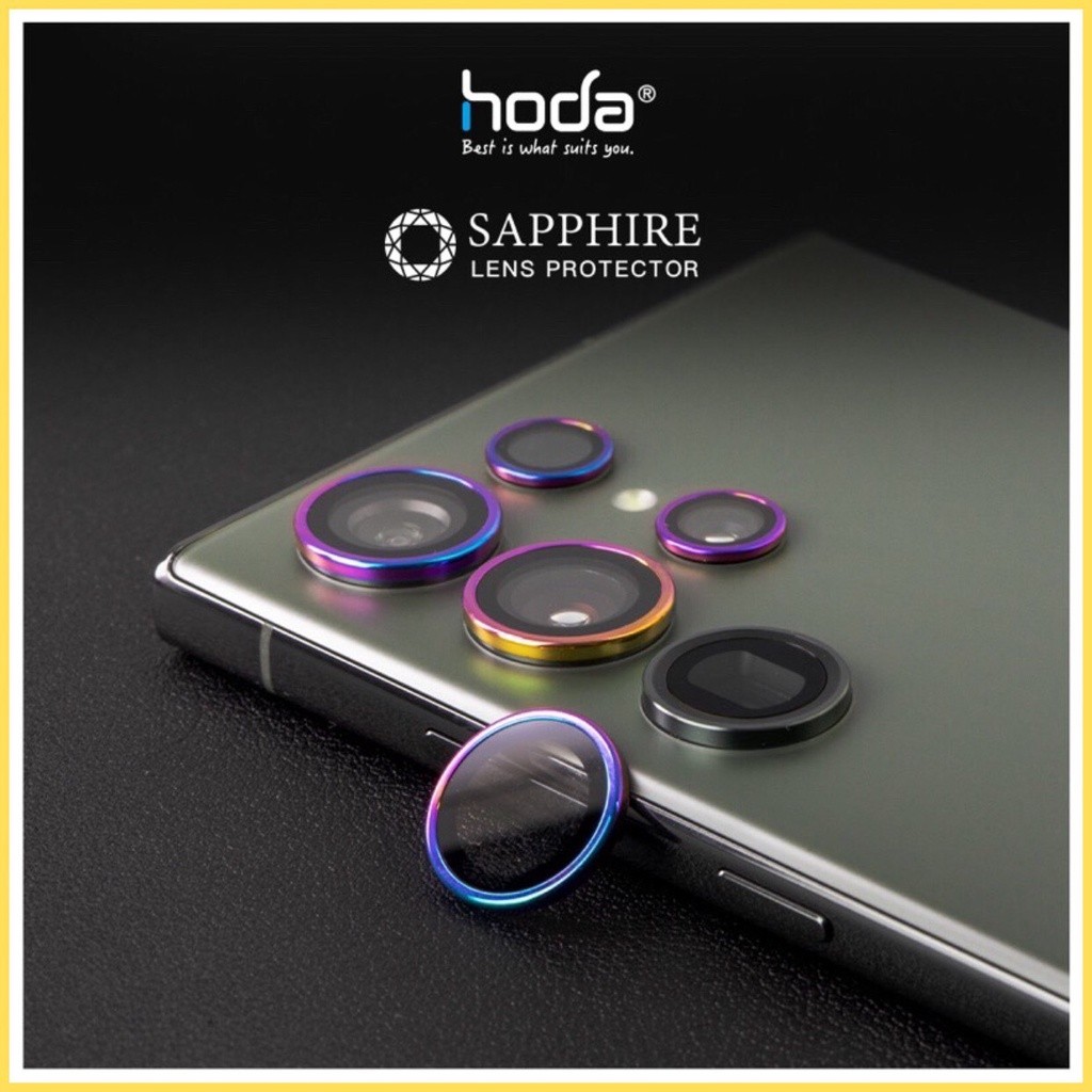 [Chính Hãng] Kính Cường Lực Camera Hoda Sapphire Cho Samsung S23/S24/S25/S26 Ultra - Viền Nhôm CNC, Chứng Nhận GIA