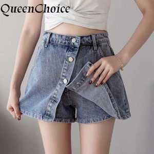 S-5XL Váy Denim Mini Culottes Cho Nữ, Thiết Kế Chữ A, Eo Cao, Phù Hợp Hàng Ngày