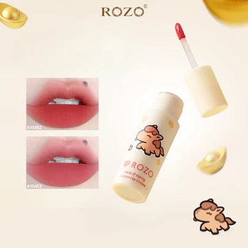 ROZO Son Kem Bóng Nhỏ Ngựa Nhung Lì Màu Trắng Son Kem Bóng Không Dính Cốc Lì