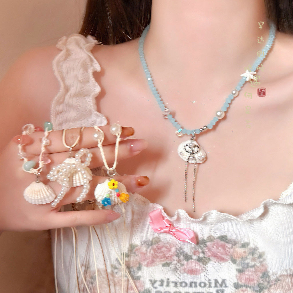 Vòng cổ đính cườm vỏ phong cách nghỉ mát - Phụ kiện thời trang cho nữ