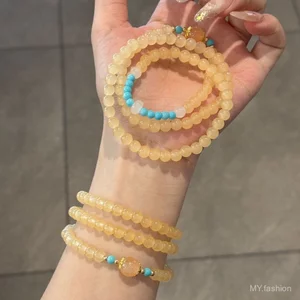 Vòng tay màu vàng ngô trong suốt phong cách Trung Quốc - Thích hợp cho mùa hè và bạn gái