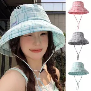 Mũ che nắng, Mũ ngư dân vành lớn kẻ sọc, Mũ đi biển chống nắng có thể gập lại ngọt ngào