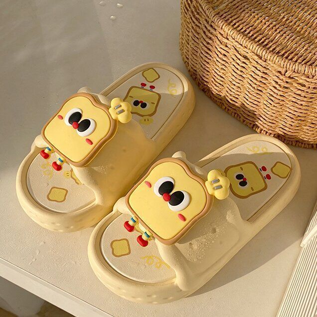 Sáng Tạo Bánh Mì Nướng Hoạt Hình Dép Đế Dày Nữ Mùa Hè Mặc Ngoài Thoải Mái Flip-Flops Nữ EVA Dép Dép