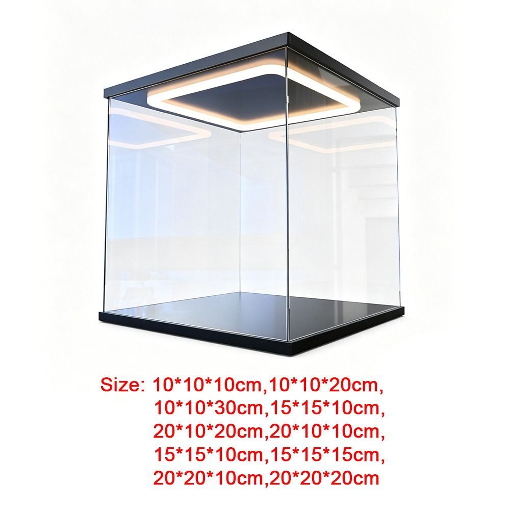 Hộp trưng bày MARGREDY, Đèn LED vòng trong suốt cao Màn hình acrylic, Hộp lưu trữ bụi acrylic Phong cách hiện đại Hộp lưu trữ chống bụi Màn hình nhân vật hành động
