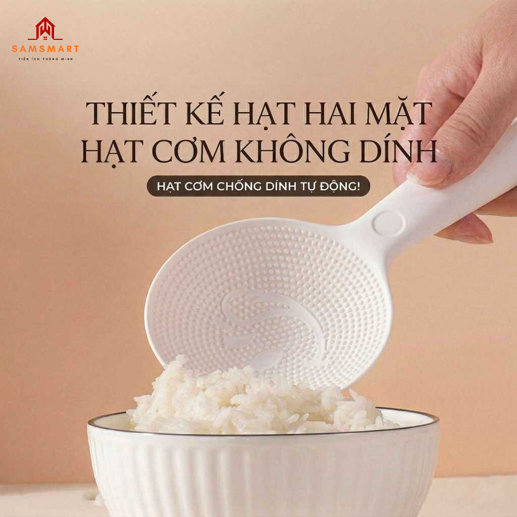 Muôi Xới Cơm Tự Đứng Chống Dính, Nhựa PP Cấp Thực Phẩm Cao Cấp, Chịu Nhiệt, Dụng Cụ Tiện Dụng Bền Đẹp