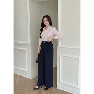 Quần suông LQ162 dáng dài ống rộng khóa trước