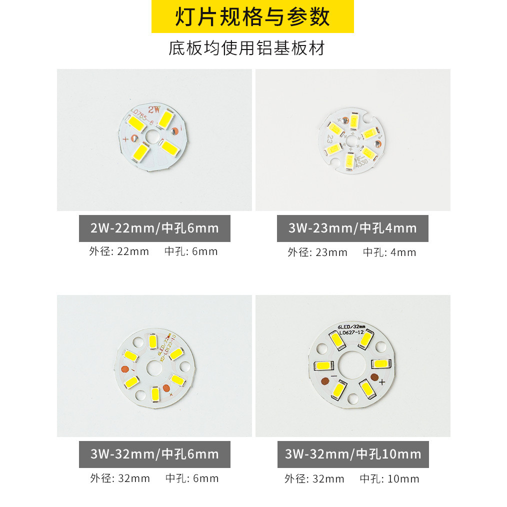 R8EJ led3W5W Tròn Đèn Nhỏ Mảnh Pha Lê Đèn Chùm Ăn Sửa Đổi Miếng Dán Nguồn Sáng Gương Đèn Pha 5730 Phụ Kiện Wick