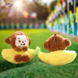 HFTOY 1 Món Đáng Yêu Chuối Khỉ Móc Khóa Quyến Rũ Khỉ Dễ Thương Sang Trọng Trang Trí Túi Mềm Mặt Dây Chuyền Cho Bé Trai Quà Tặng ~