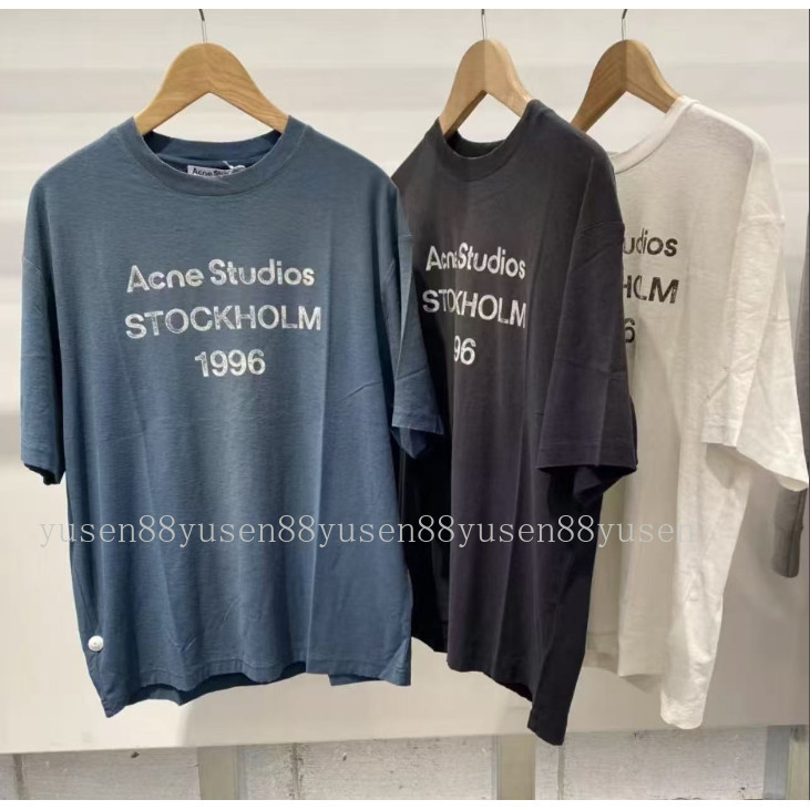 Chất Lượng Cao Sẵn Sàng XS-XL A 1996 Series Loose Retro Xịt Đau Khổ Cổ Tròn Tay Ngắn Nam Nữ Cùng Phong Cách