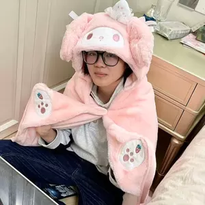 INS Phong Cách Cô Gái Trái Tim Hoạt Hình Dễ Thương Giai Điệu Lớn Hình Dâu Áo Choàng Khăn Choàng Ngộ nghĩnh Áo 4.13