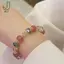 Vòng tay pha lê hình dâu tây màu hồng, ánh sáng sang trọng, dây đàn hồi - Phụ kiện hoàn hảo cho buổi tiệc