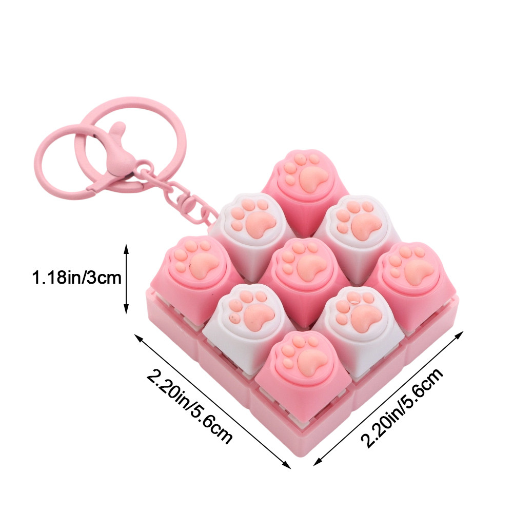SAIA Móc khóa fidget hình mèo, bàn phím 9 nút bấm, đồ chơi giảm căng thẳng, DIY, thư giãn ngón tay