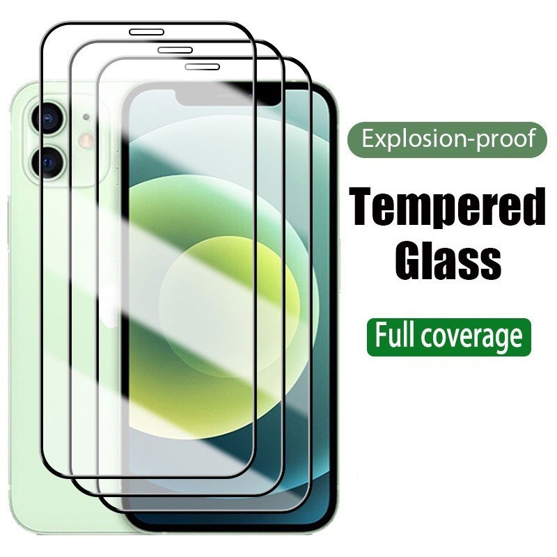 Kính cường lực toàn màn hình trong suốt viền đen 21D cho iPhone X/XS/XR/11/12/13/14/15/16/17 Pro/Max