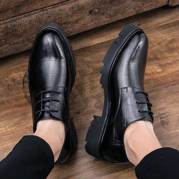 Nam Tạo Kiểu Tóc Phiên Bản Hàn Quốc Giày Da Đế Dày Giày Anh Giày Da Thật Da Bên Trong Tăng Chiều Cao 8cm Giày Nam Giày Cưới