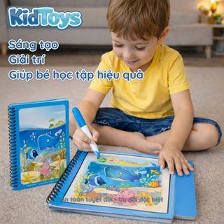 Tô màu nước ma thuật KidToys – tranh màu đa chủ đề tặng kèm bút vẽ cho bé