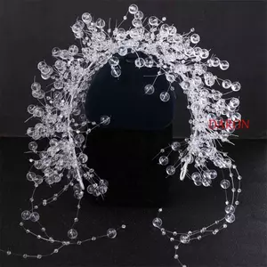 DARON Cô Dâu Mũ, Đám Cưới Sang Trọng Cô Dâu Mũ Đội Đầu, Thời Trang Thanh Lịch Tiệc Tua Rua Pha Lê Hạt Băng Đô Quấn Tóc Trang Sức