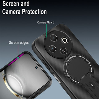 Dành Cho Tecno Spark 30C 4G Ốp điện thoại Carbon Tecture Cứng Cạnh Mềm Có Thể Gập Lại Đứng Chống Sốc Chống Rơi Mỏng Bao