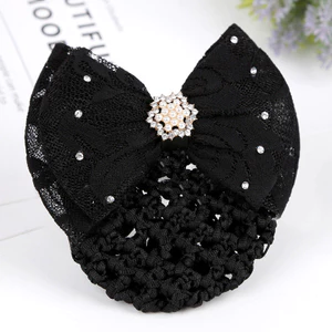 Nơ ren bướm và hairnet snood phụ kiện tóc thanh lịch cho nữ nhân viên y tá, ngân hàng và khách sạn