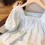 Áo sơ mi trẻ em tay phồng màu xanh tươi nhẹ, phong cách Nhật Bản cho mùa hè