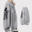 Quần Unisex phong cách mới thu đông, thiết kế thẳng có dây buộc in hình cá tính